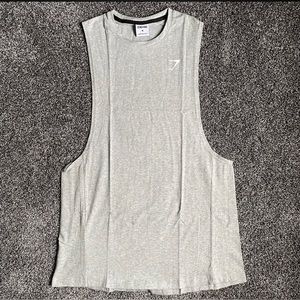 Gymshark Mens React Slim Fit Sleeveless Drop Arm Gym Tank Top Shirt Grey Size M